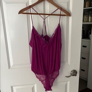 Intimately Free People Lace Bodysuit size small Fuscia